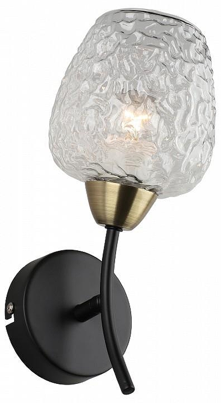 Бра Omnilux Pavarolo OML-67801-01 цвет плафона/подвески Прозрачный, цвет арматуры Черный