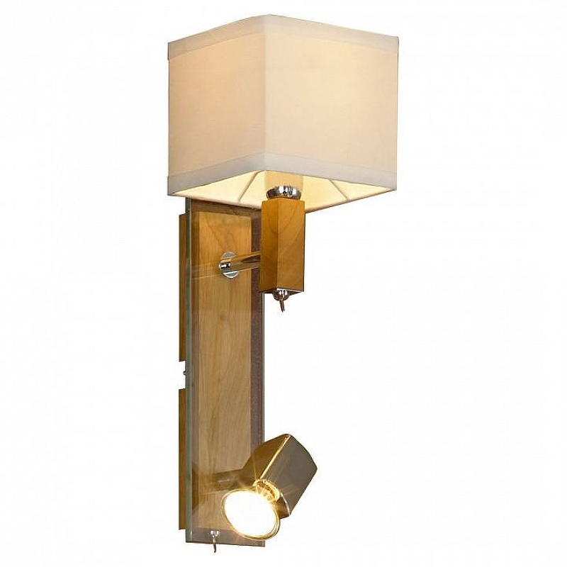 Бра с подсветкой Lussole Montone LSF-2501-02 цвет плафона/подвески Бежевый, цвет арматуры Прозрачный, Хром, Коричневый