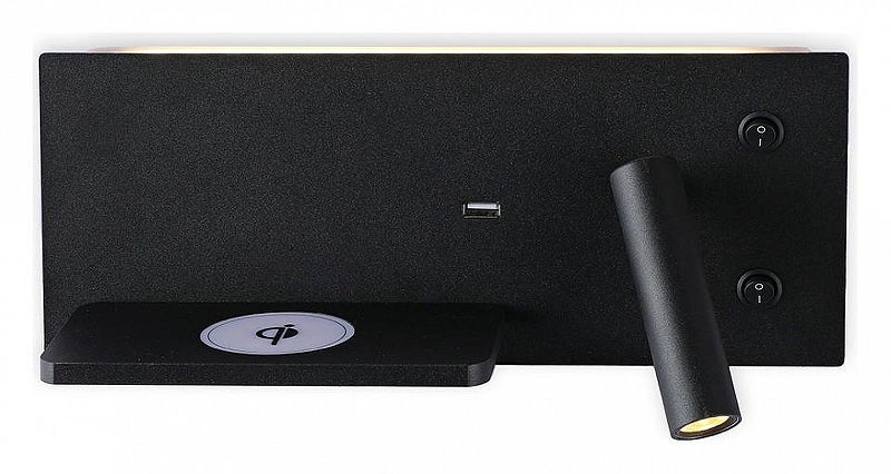 Бра с полкой Kink Light Норти 08075L,19 цвет плафона/подвески Черный, цвет арматуры Черный