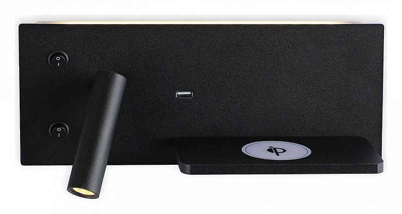 Бра с полкой Kink Light Норти 08075R,19 цвет плафона/подвески Черный, цвет арматуры Черный