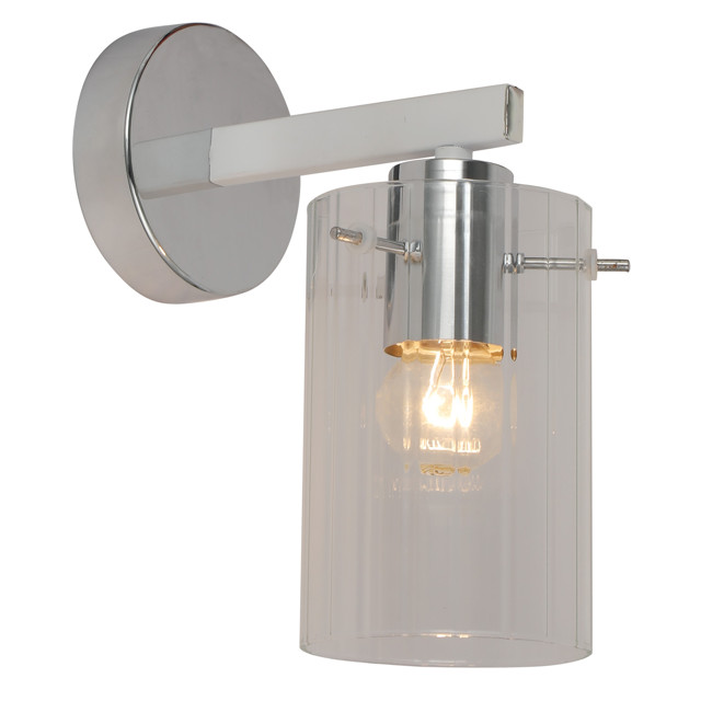 бра SCHAFFNER Metri Е27 1x40Вт стекло металл хром белый