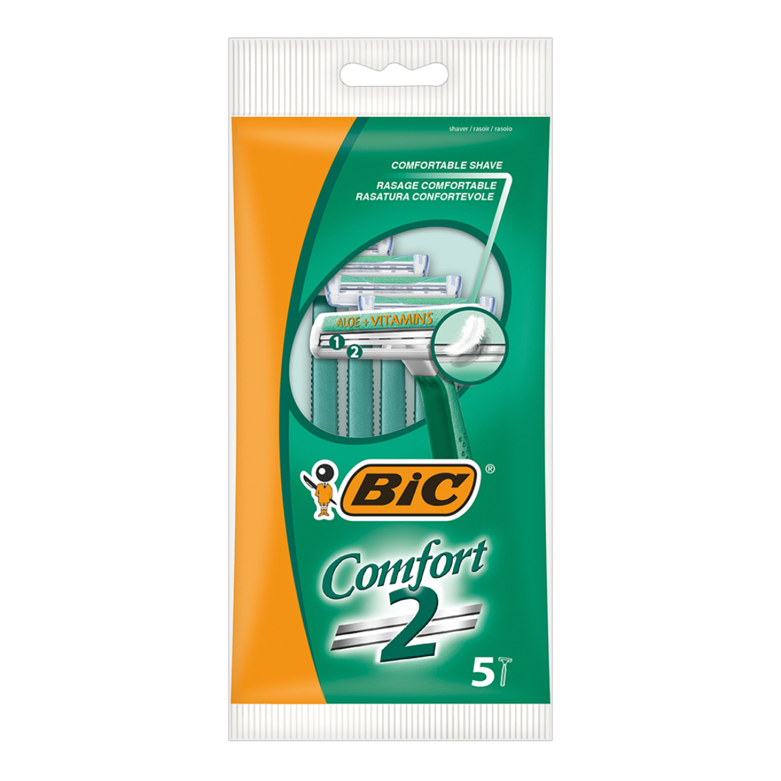 Бритва мужская одноразовая BIC 2 комфорт 5 штук