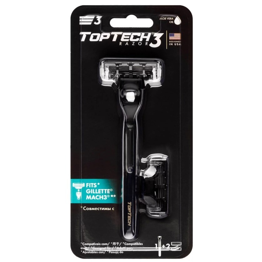 Бритва мужская Toptech global PRO 3 1 станок + 2 кассеты