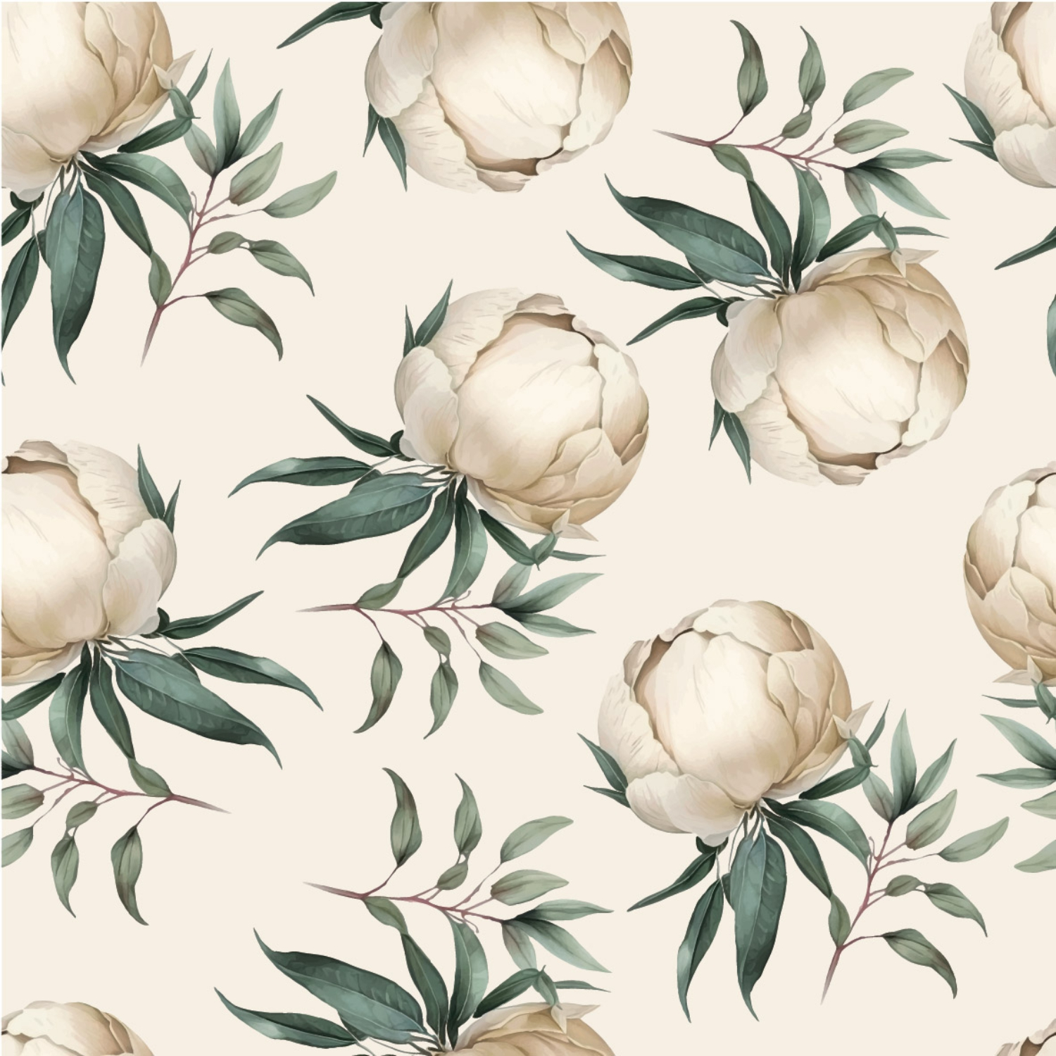 Бумага для подарков Peony айвори 70х100 см