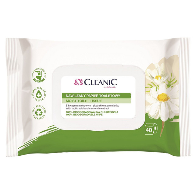 бумага туалетная CLEANIC влажная 40шт