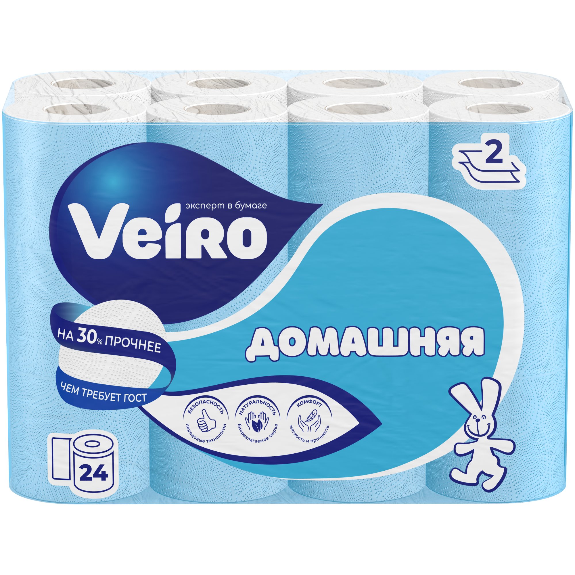 Бумага туалетная домашняя Veiro 2 слоя 24 рулонов белая