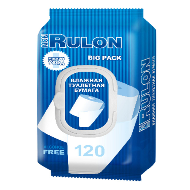 бумага туалетная MONRULON Big Pack влажная с клапаном 120шт