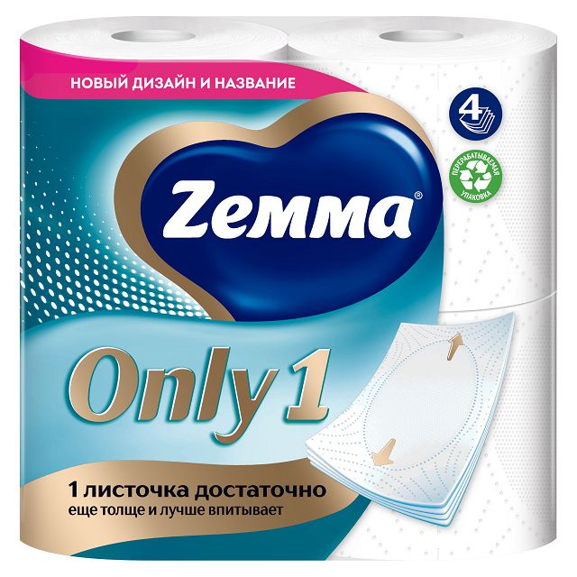 бумага туалетная ZEMMA Just 4шт в уп. 4-слойные 90 листов без аромата