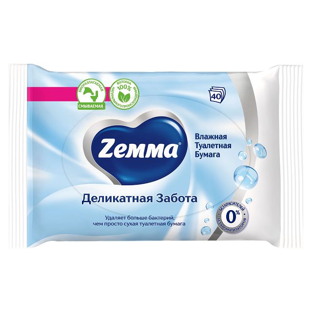 бумага туалетная ZEMMA Pure влажная 40шт