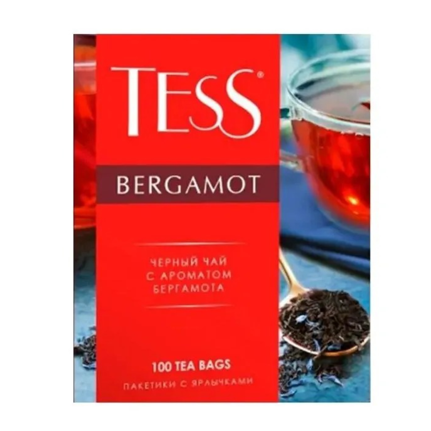 Чай чёрный Tess пакетированный бергамот 1,7 г, 100 пакетиков