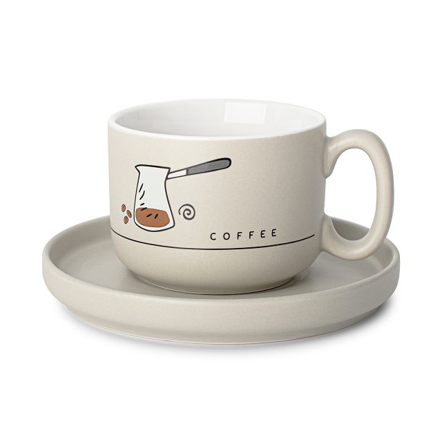 чашка с блюдцем ATMOSPHERE of art Coffee 190мл светло-серый фарфор