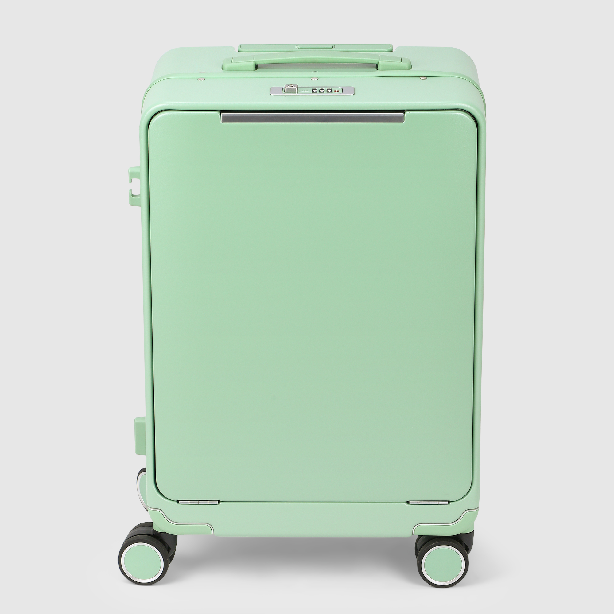 Чемодан Smarter Luggage из поликарбоната, размер 20, зелёный 36,5х22,5х54,5 см