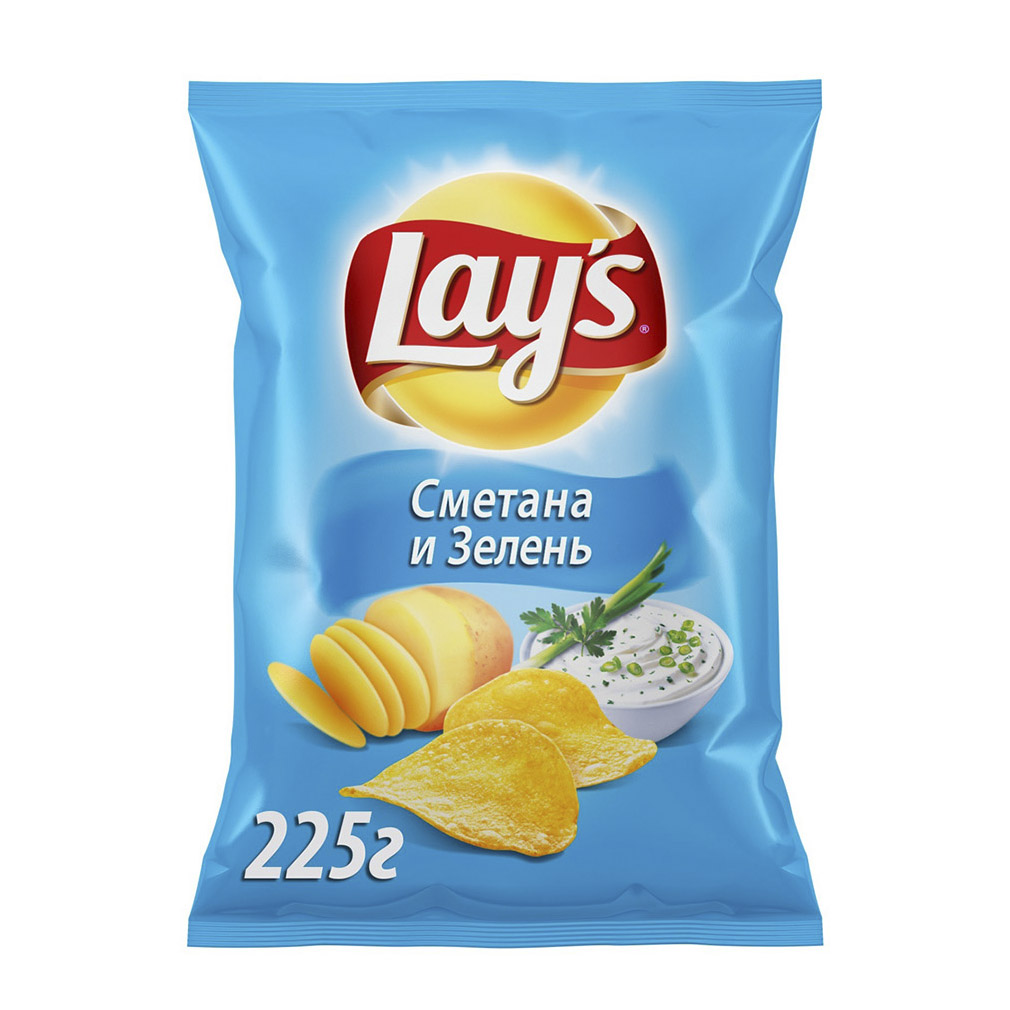 Чипсы картофельные Lays Сметана и зелень 225 г
