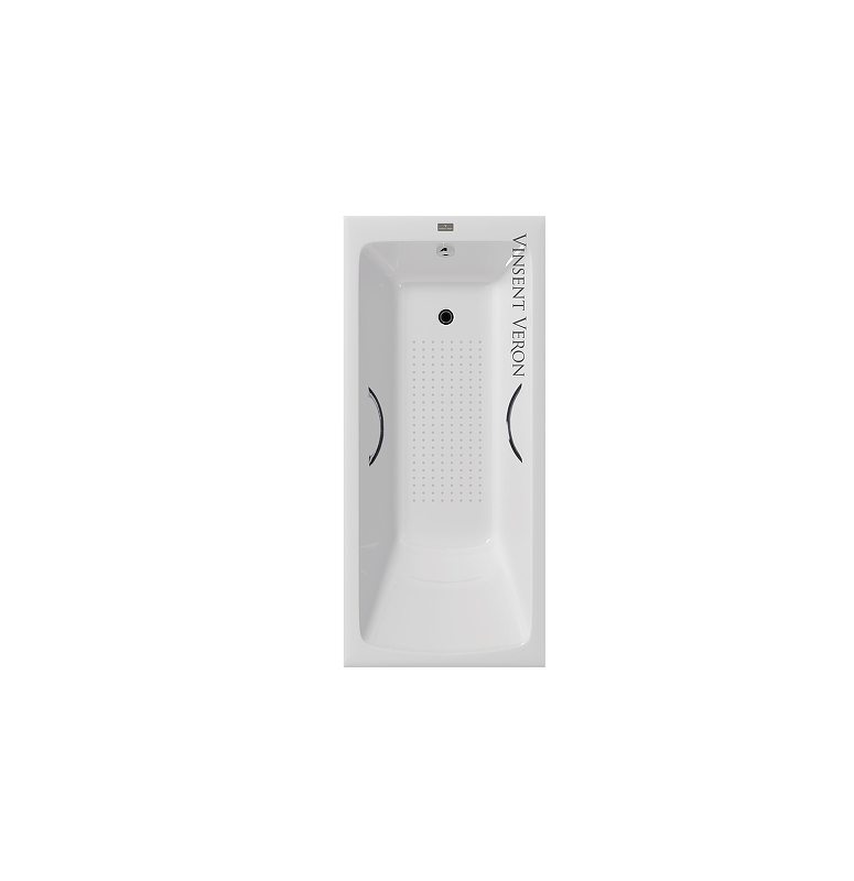 Чугунная ванна Vinsent Veron Kingston 180x80 VKN1808050H/E60327CH-AS цвет Белый с хромированнами ручками и антискользящим покрытием