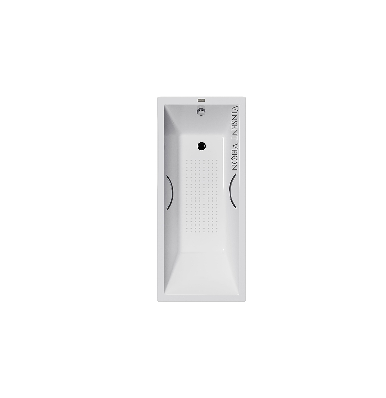 Чугунная ванна Vinsent Veron Square 170x75 VSQ1707545H/E60327CH-AS цвет Белый с хромированнами ручками и антискользящим покрытием