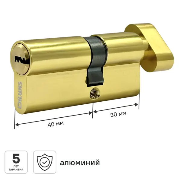 Цилиндр для замка DILWIS L2 30x40 мм ключ-вертушка цвет золото