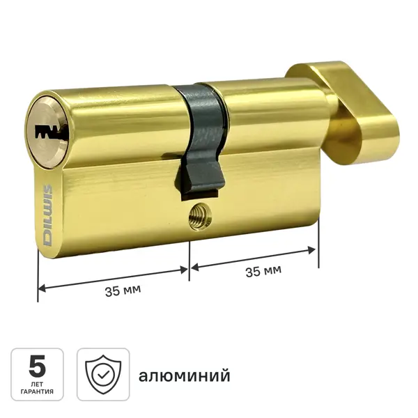 Цилиндр для замка DILWIS L2 35x35 мм ключ-вертушка цвет золото