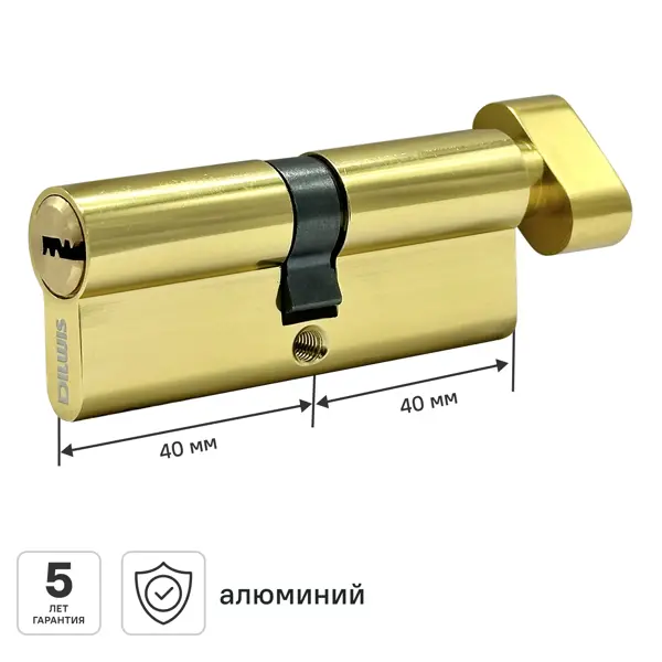 Цилиндр для замка DILWIS L2 40x40 мм ключ-вертушка цвет золото