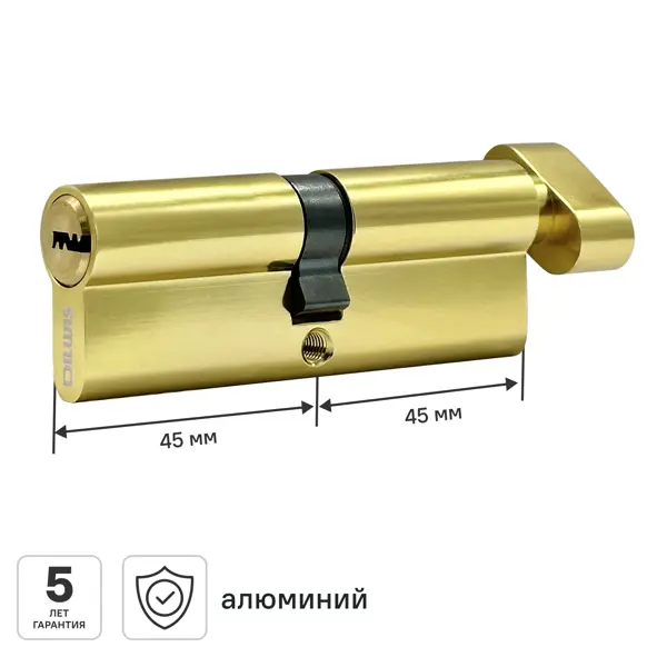Цилиндр для замка DILWIS L2 45x45 мм ключ-вертушка цвет золото