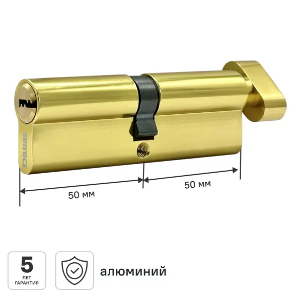 Цилиндр для замка DILWIS L2 50x50 мм ключ-вертушка цвет золото