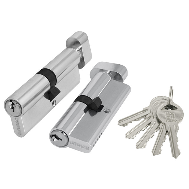 цилиндр ключевой Fuaro Lock 100zm 60мм 30х30 хром вертушка