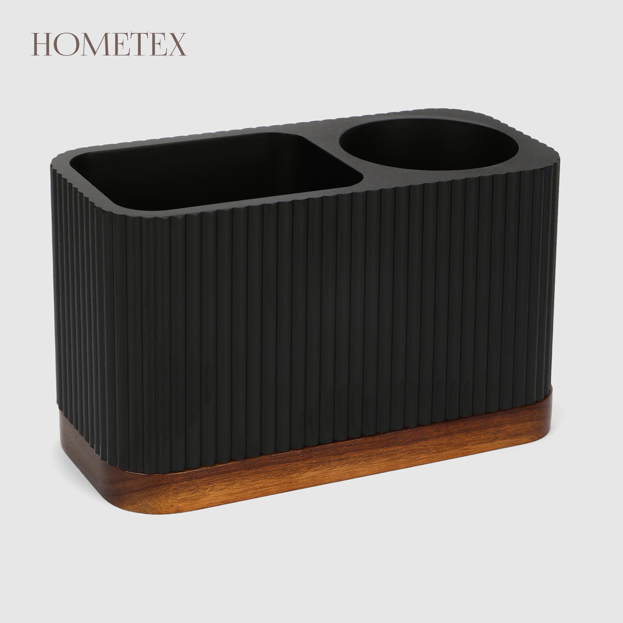 Держатель для зубных щёток Hometex полирезин и акация чёрный 17х8х10,2 см