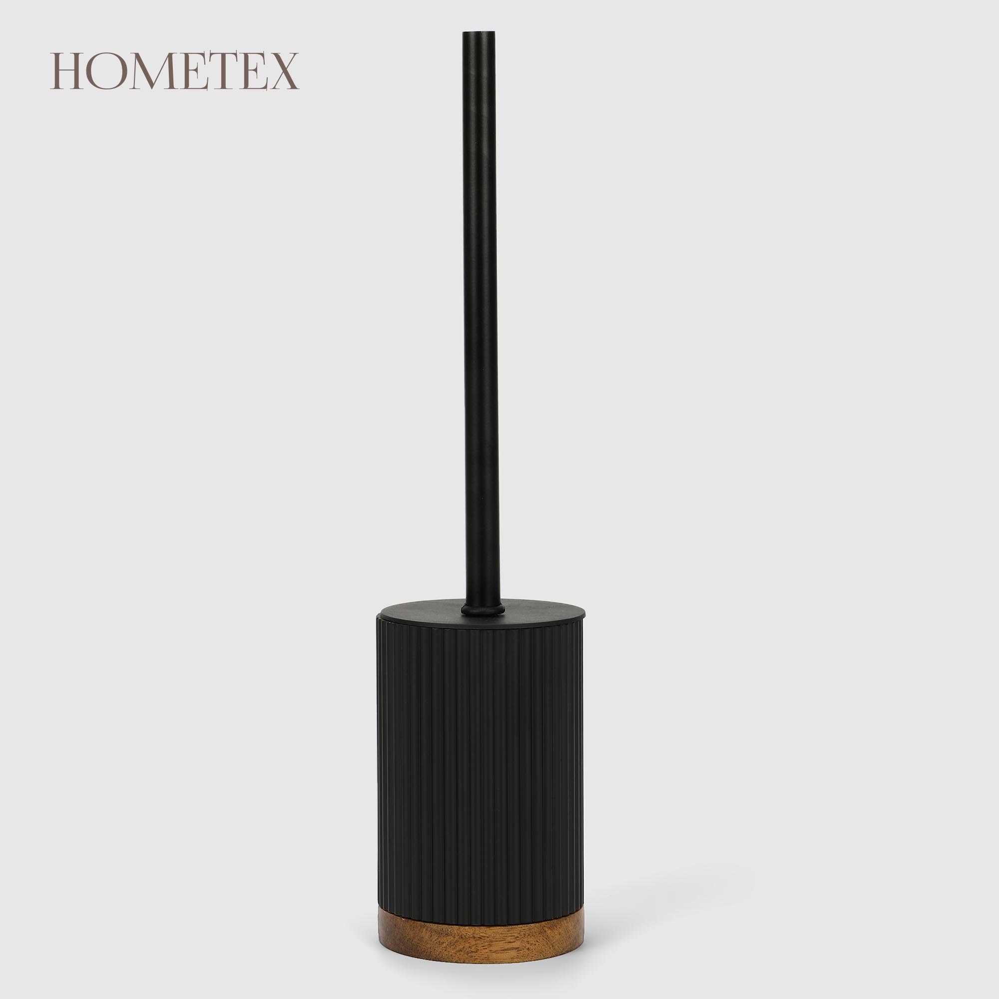 Держатель с ёршиком Hometex полирезин и акация, чёрный 9,2х38 см