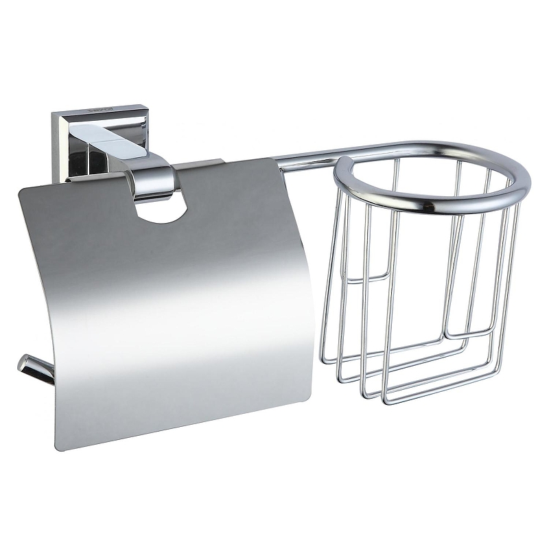 Держатель туалетной бумаги и освежителя воздуха Savol S-L09551 с крышкой цвет Хром