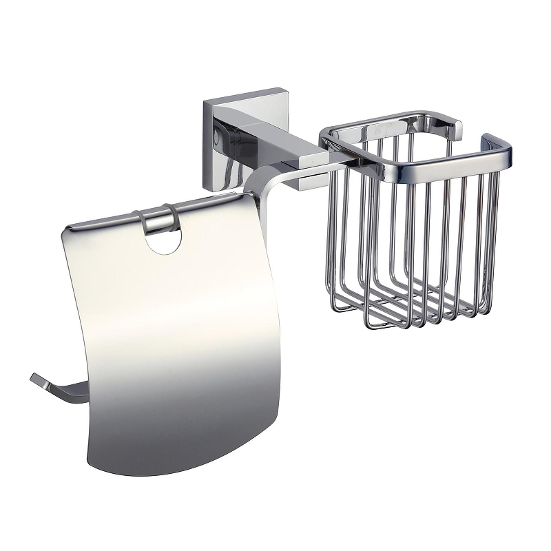 Держатель туалетной бумаги и освежителя воздуха Savol S-L06551A с крышкой цвет Хром