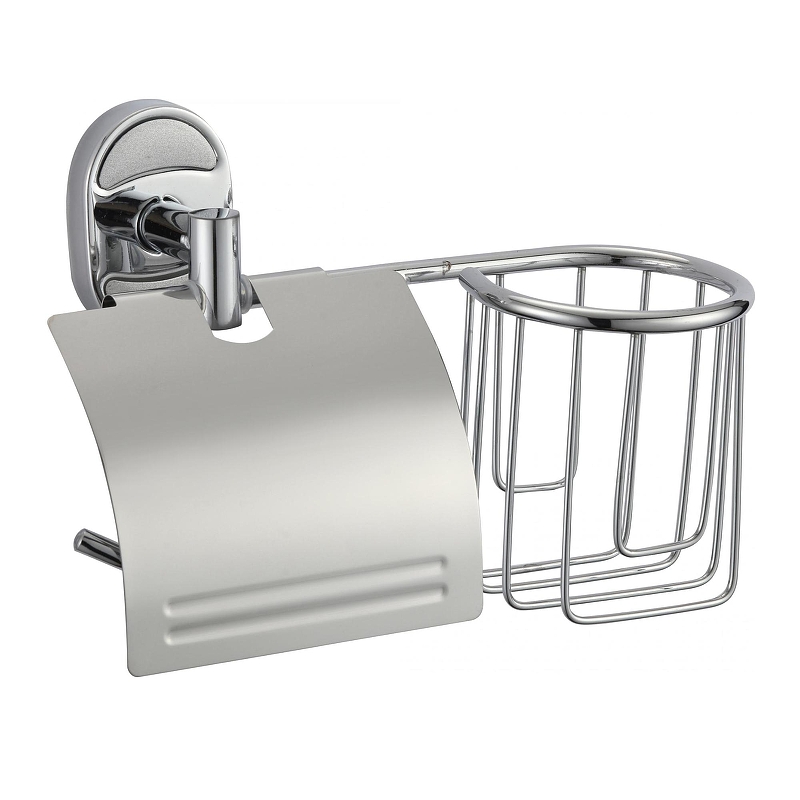 Держатель туалетной бумаги и освежителя воздуха Savol S-L07051 с крышкой цвет Хром