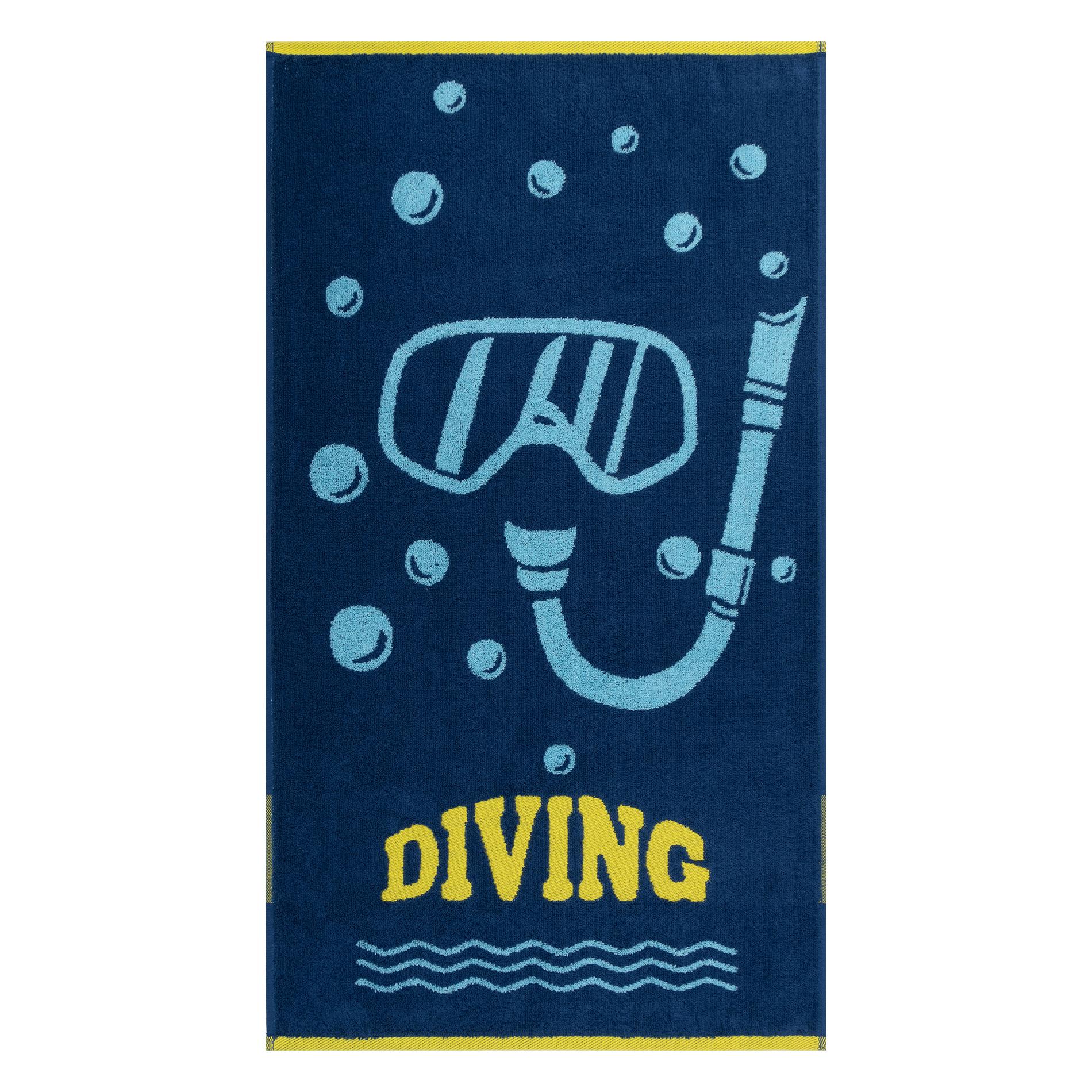 Детское полотенце Cleanelly Basic Diving синее с желтым 50х90 см