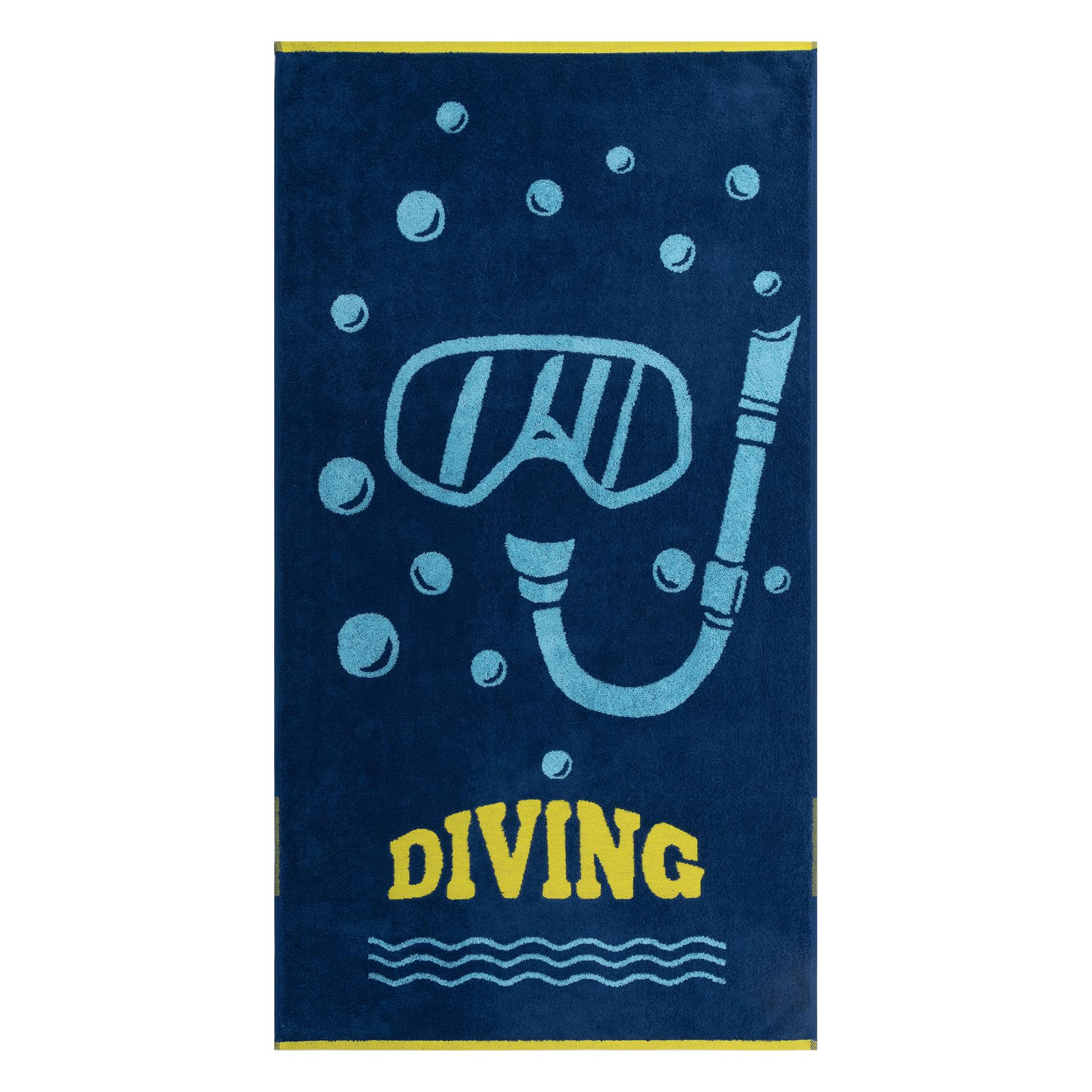 Детское полотенце Cleanelly Basic Diving синее с желтым 70х130 см