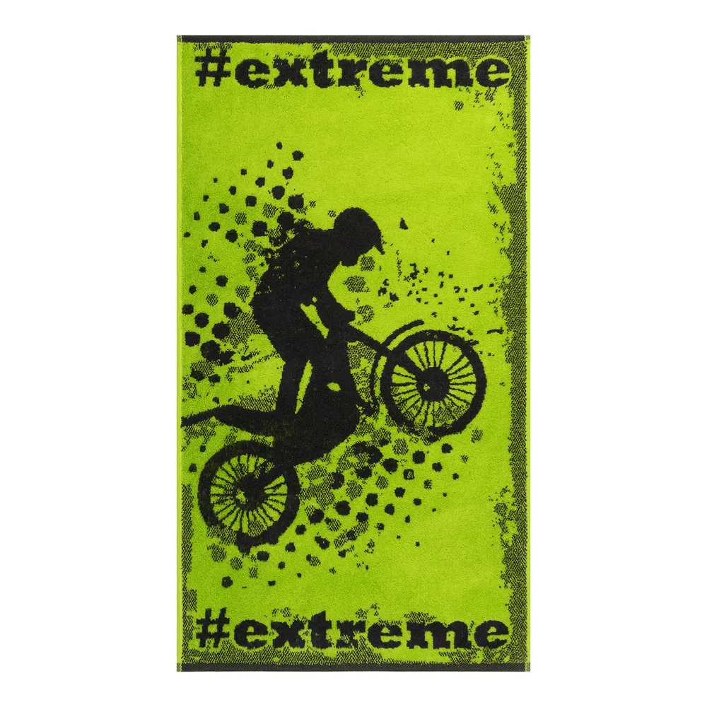 Детское полотенце Cleanelly Basic Extreme зеленое с черным 50х90 см
