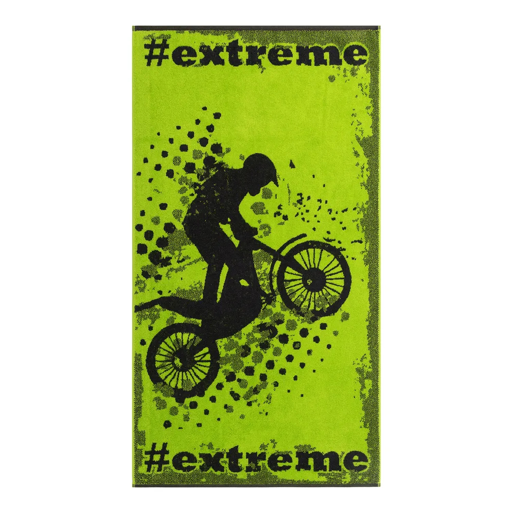 Детское полотенце Cleanelly Basic Extreme зеленое с черным 70х130 см