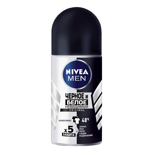 дезодорант NIVEA Men Невидимая защита для черного и белого ролик 50мл мужской