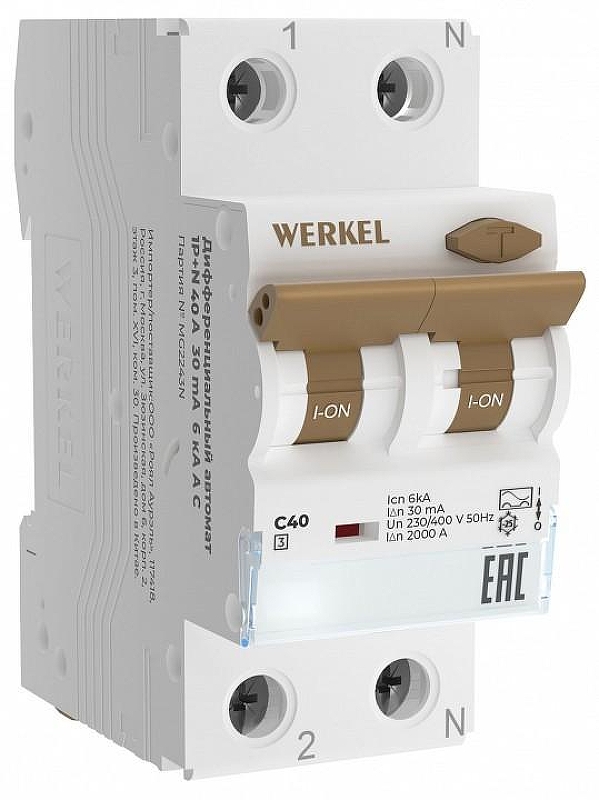 Дифференциальный автоматический выключатель 1P с Wi-Fi Werkel W922P164 цвет Белый