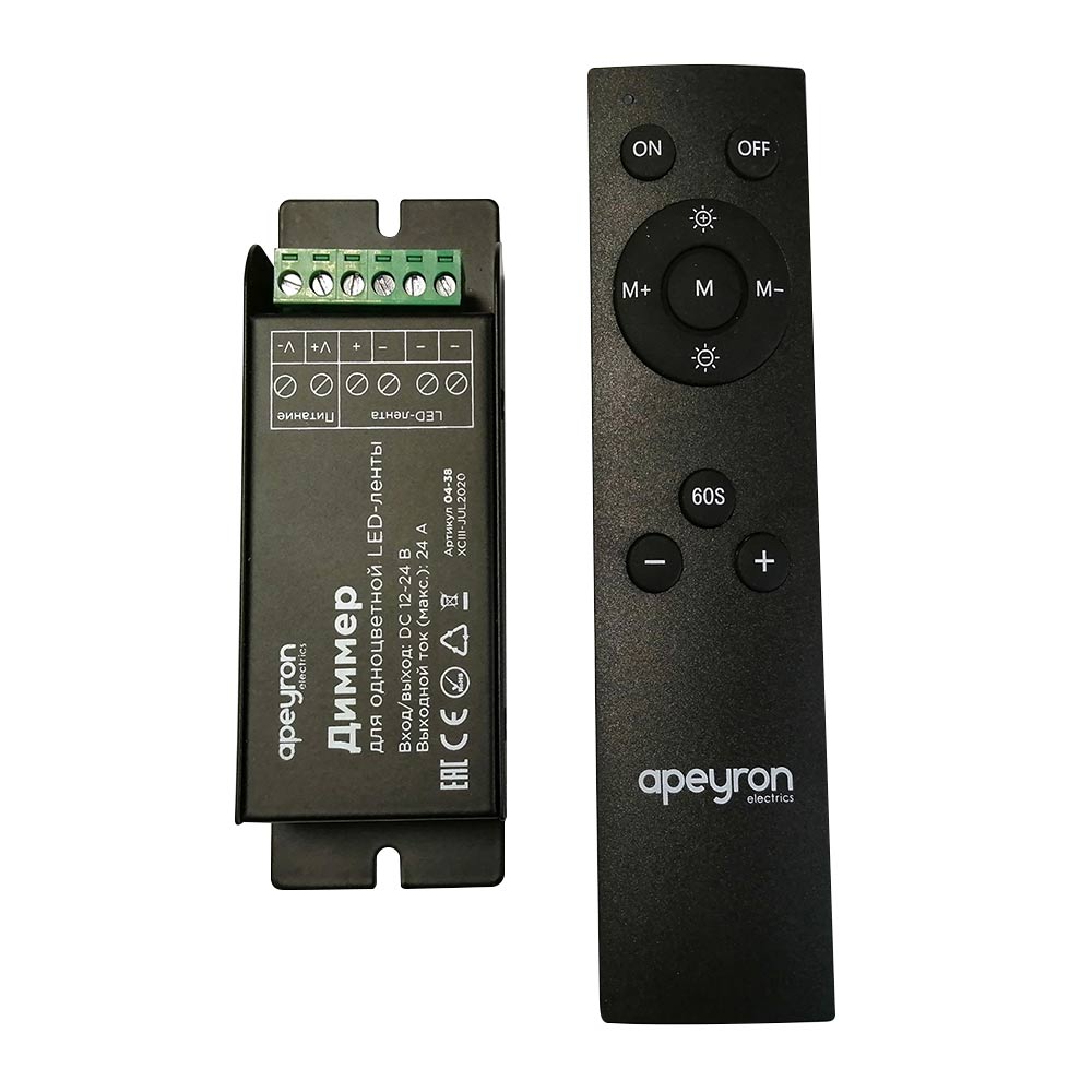 Диммер для светодиодной ленты Apeyron 288/576 Вт IP20 с пультом (04-38)