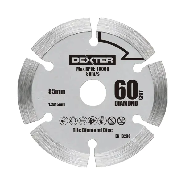 Диск алмазный по бетону и граниту Dexter HL-175 сегментный 85x15x1.2 мм