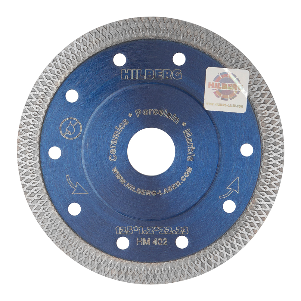 Диск алмазный по керамограниту Hilberg Hard Materials X-type 125х22,2х1,2 мм турбо ультратонкий сухой рез (HM402)