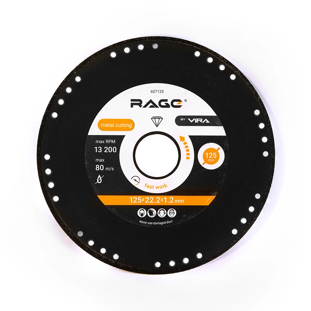 Диск алмазный по металлу Rage by Vira Metal Cutter 125х22,2х1,2 мм сплошной сухой рез (607125)