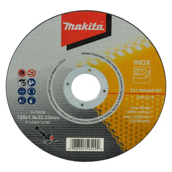Диск отрезной по нержавеющей стали тип 41 Makita 125x22.2x1 мм