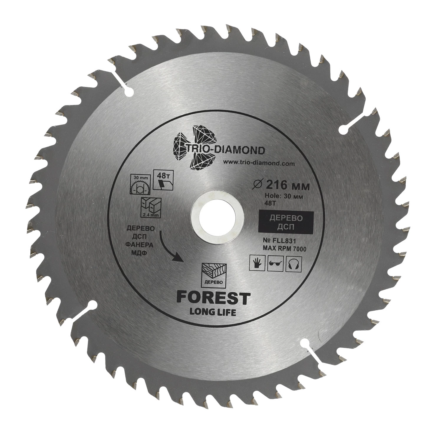Диск пильный по дереву Trio-Diamond 216х30 мм 48 зубьев (FLL831)