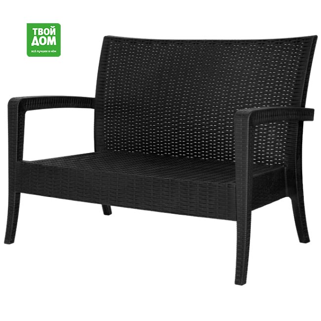 Диван Элластик пласт Rattan антрацитовый 128х77х89 см