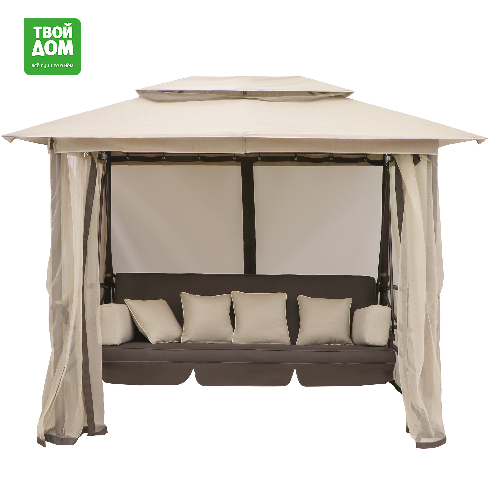 Диван-качели с крышей Linya 275х200х186/235см коричневый