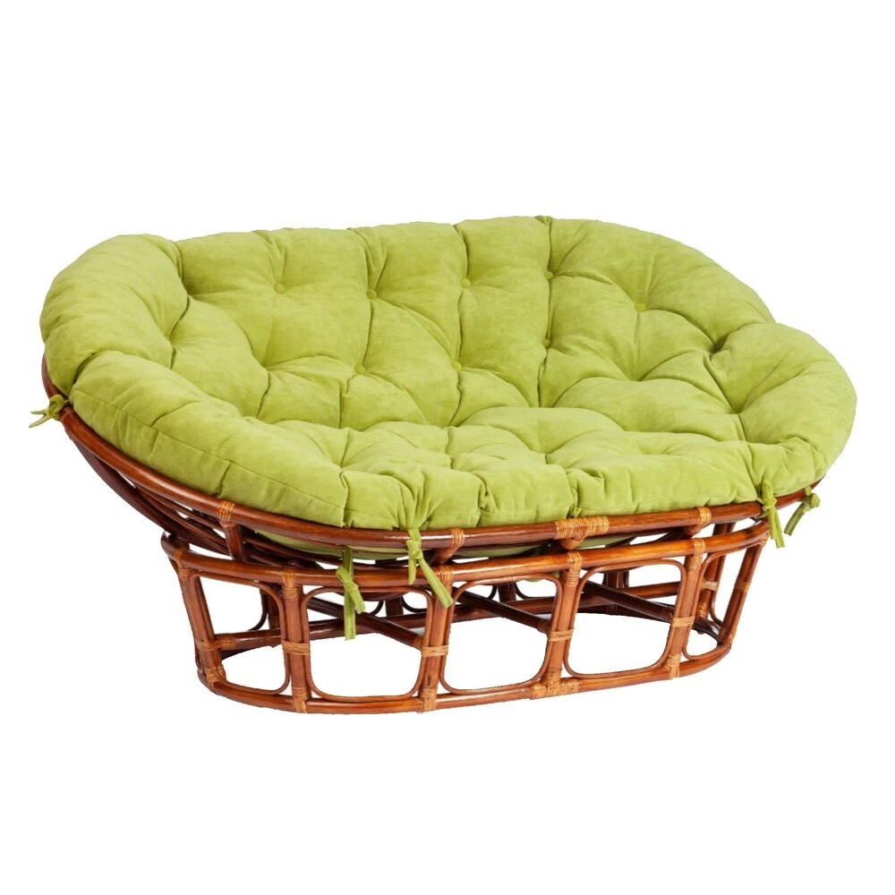 Диван садовый с подушкой из ротанга TetСhair Mamasan коричневый/олива 1690х1020х800 мм (24252)