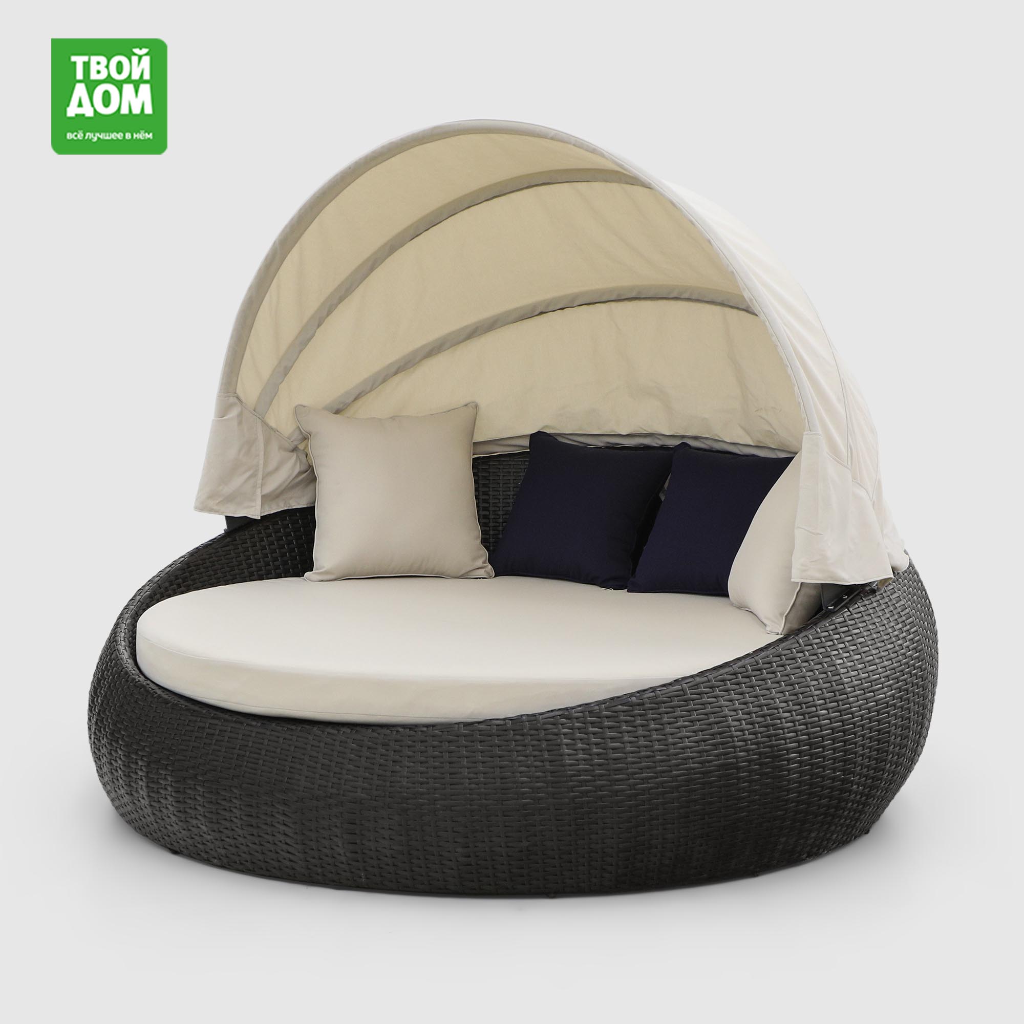 Диван-шезлонг Greenpatio из искусственного ротанга, круглый D179,5х83х148 см
