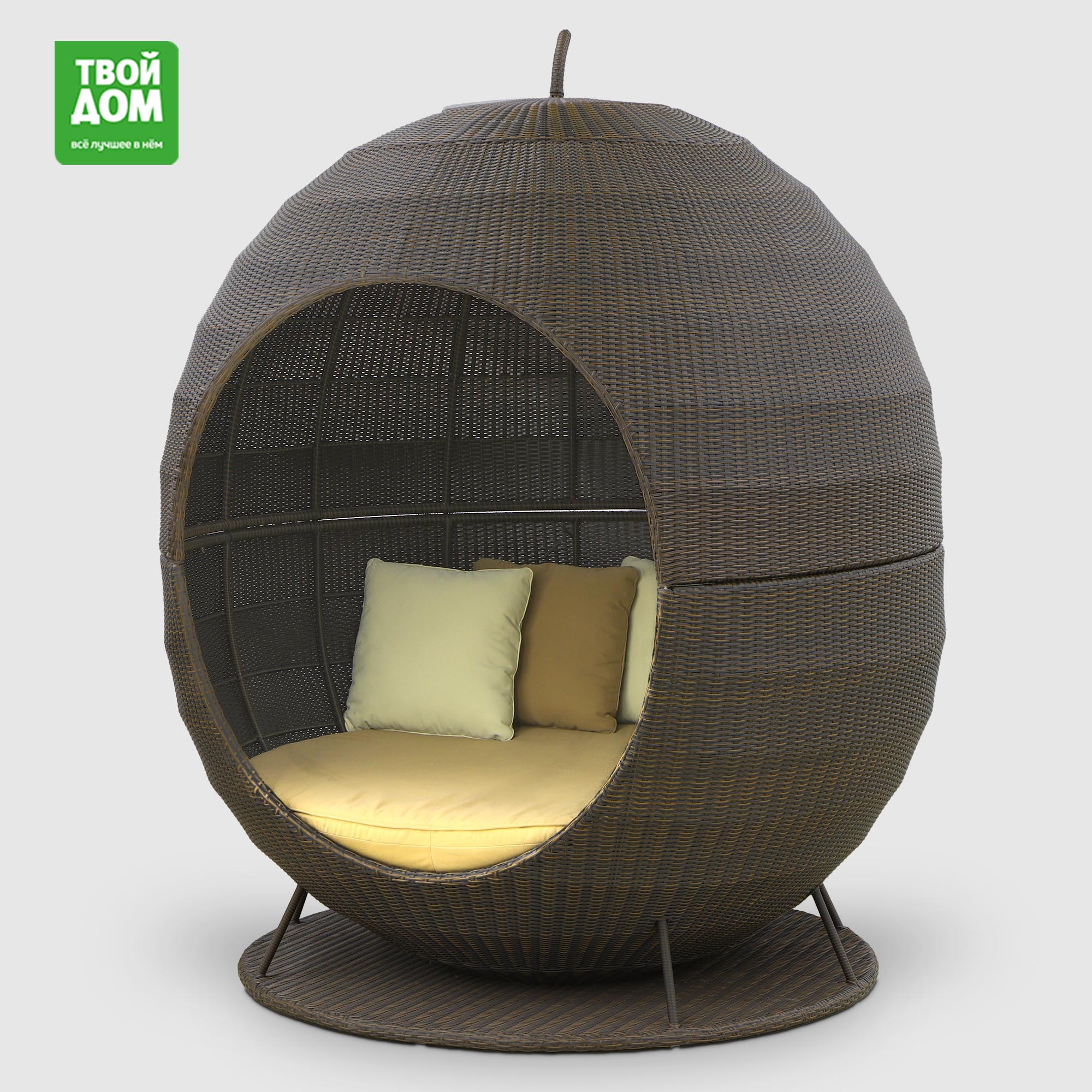 Диван-шезлонг Rattan grand Apple коричневый 170х170х220 см
