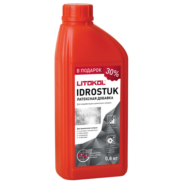 добавка латексная LITOKOL Idrostuk для затирок 0,8кг, арт.L0112020008
