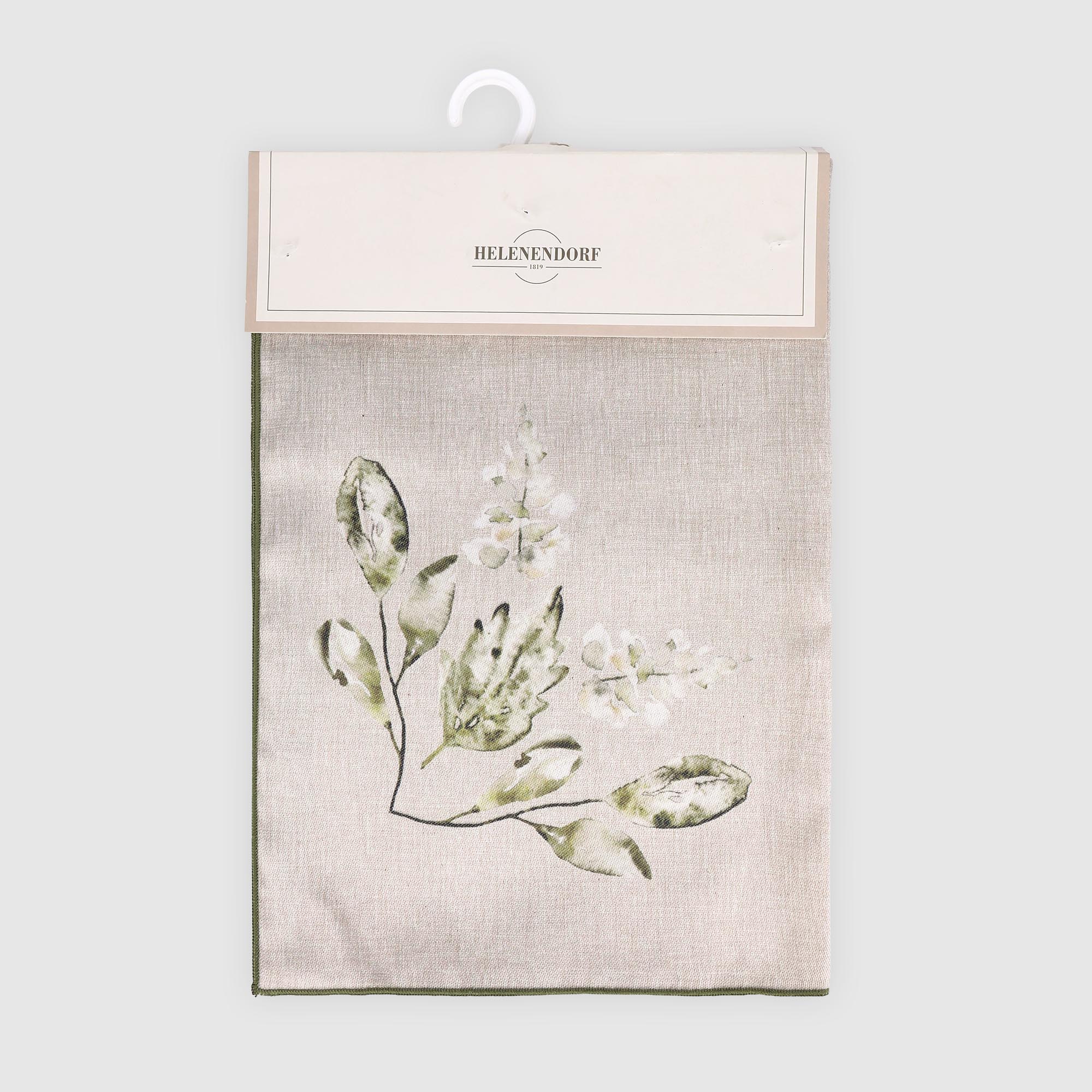 Дорожка Helenendorf green flowers полулен 45х140 см