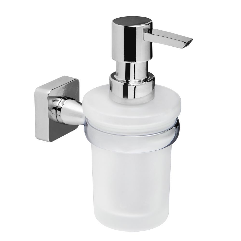 Дозатор для мыла WasserKraft Lippe с держателем стекло матовый/металл хром (K-6599)